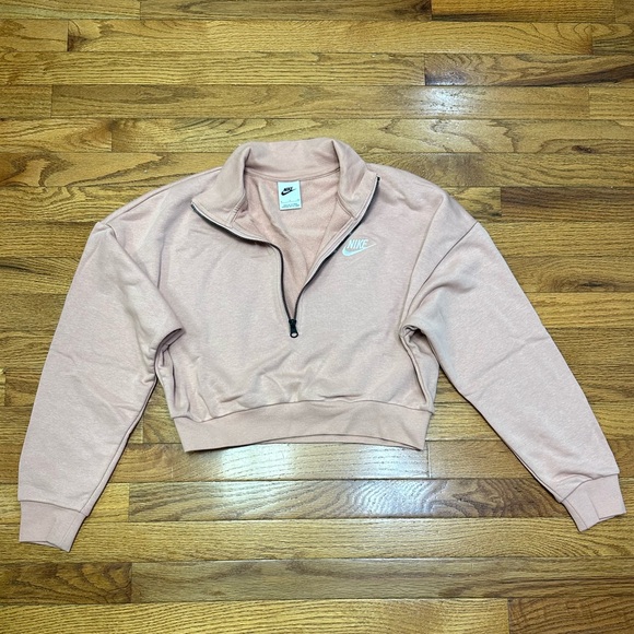 Nike Sportswear Essential Women’s Fleece Long-Sleeve Crop Top - Rose Whisper - Picture 3 of 4